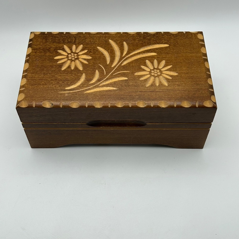 Vintage Reuge Swiss Wooden Trinket Music Box How Great Thou‎ Art Tested Working